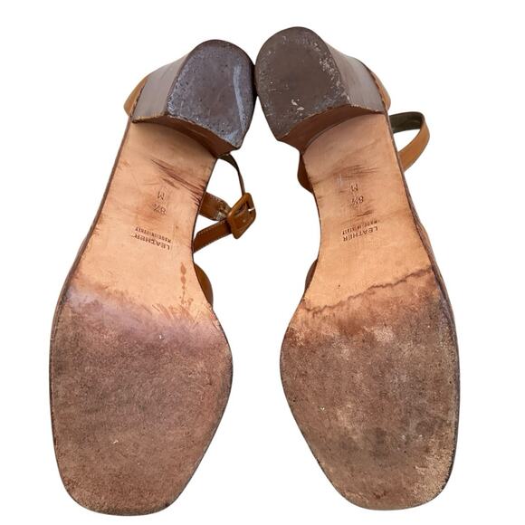 YSL Yves Saint Laurent Women 8.5 Block Heel Sandals Brown Leather Boho Luxury - Picture 9 of 13